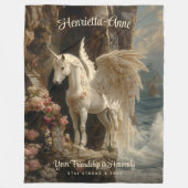 Witte Pegasus Heavenly Unicorn Zeegezicht Scène Fleece Deken (Voorkant)