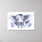 Witte Pegasus Maanverlichte Vleugels Hemelse Droom Canvas Afdruk (Voorkant)