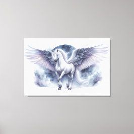 Witte Pegasus Maanverlichte Vleugels Hemelse Droom Canvas Afdruk