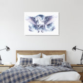 Witte Pegasus Maanverlichte Vleugels Hemelse Droom Canvas Afdruk (Insitu (Slaapkamer))