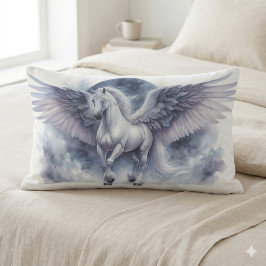 Witte Pegasus Maanverlichte Vleugels Hemelse Droom Kussen