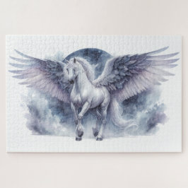 Witte Pegasus Maanverlichte Vleugels Hemelse Droom Legpuzzel