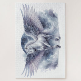 Witte Pegasus Maanverlichte Vleugels Hemelse Droom Legpuzzel