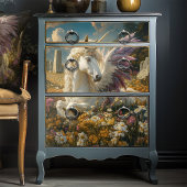 Witte Pegasus met Paarse vleugels Fantasy Mythisch Tissuepapier