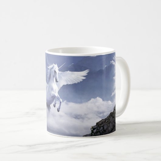 Witte Pegasus Mystical Coffee Mok (Voorkant rechts)