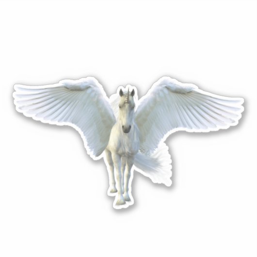Witte Pegasus Paard Eenhoorn Sticker (Voorkant)