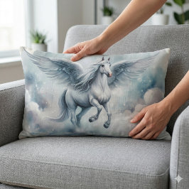 Witte Pegasus Vleugels Zachte Blauwe Lucht Droomla Kussen