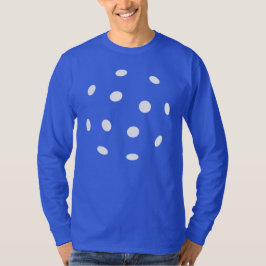 Witte pekelgaten op blauw t-shirt
