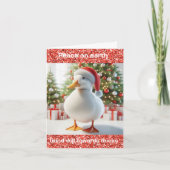 Witte Pekin Duck Kerst Kaart (Voorkant)
