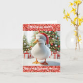 Witte Pekin Duck Kerst Kaart (Gele Bloem)