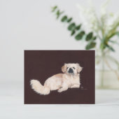 Witte Pekingees Hond Briefkaart (Staand voorkant)