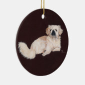 Witte Pekingees Hond Keramisch Ornament (Rechts)