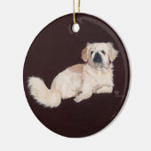 Witte Pekingees Hond Keramisch Ornament (Links)