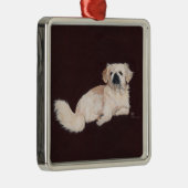 Witte Pekingees Hond Metalen Ornament (Rechts)