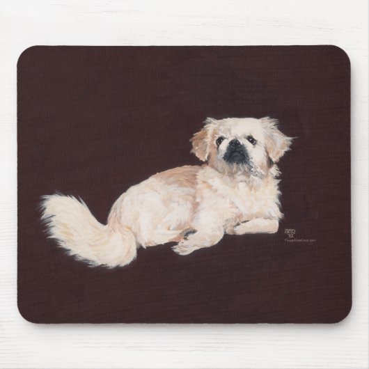 Witte Pekingees Hond Muismat (Voorkant)