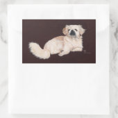 Witte Pekingees Hond Rechthoekige Sticker (Tas)