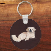 Witte Pekingees Hond Sleutelhanger (Voorkant)