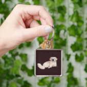 Witte Pekingees Hond Sleutelhanger (Hand)