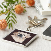 Witte Pekingees Hond Sleutelhanger (Zijkant)