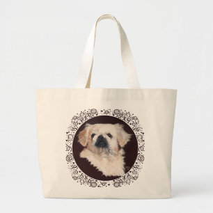 Witte Pekingees Kopstudie Grote Tote Bag