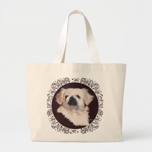 Witte Pekingees Kopstudie Grote Tote Bag (Voorkant)