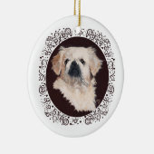 Witte Pekingees Kopstudie Keramisch Ornament (Rechts)