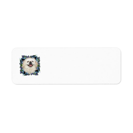 Witte Pekingees met Viooltjes Etiket (Voorkant)