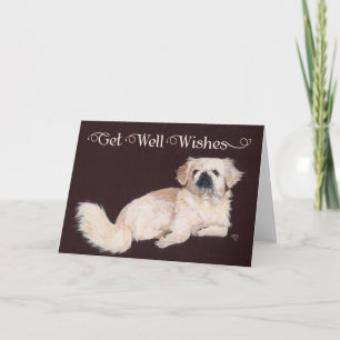 Witte Pekingees Wenskaart voor Herstel Kaart