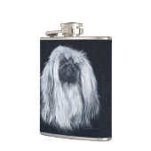 Witte Pekingese Hond Heupfles (Links)