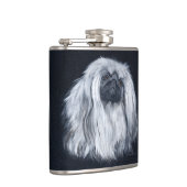 Witte Pekingese Hond Heupfles (Rechts)