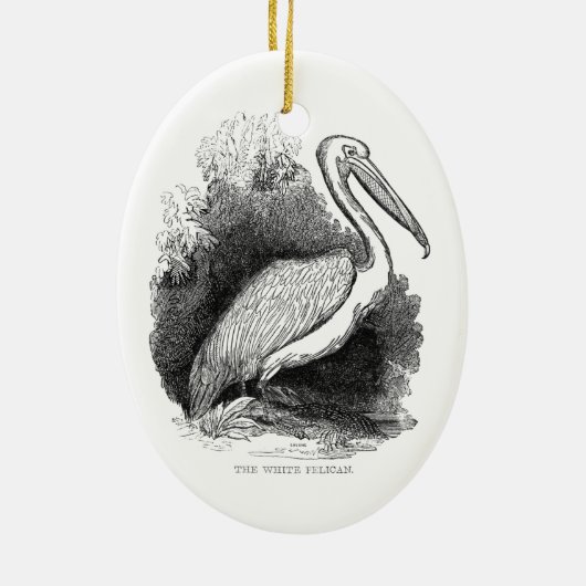 -witte pelicaan keramisch ornament (Achterkant)