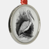 -witte pelicaan metalen ornament (Rechts)