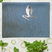 witte pelicaanse blauwe keukenhanddoek (Gevouwen)