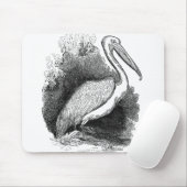 witte Pelican Art Print Pen en inkt Muismat (Met muis)