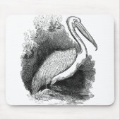 witte Pelican Art Print Pen en inkt Muismat (Voorkant)