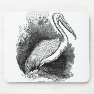 witte Pelican Art Print Pen en inkt Muismat