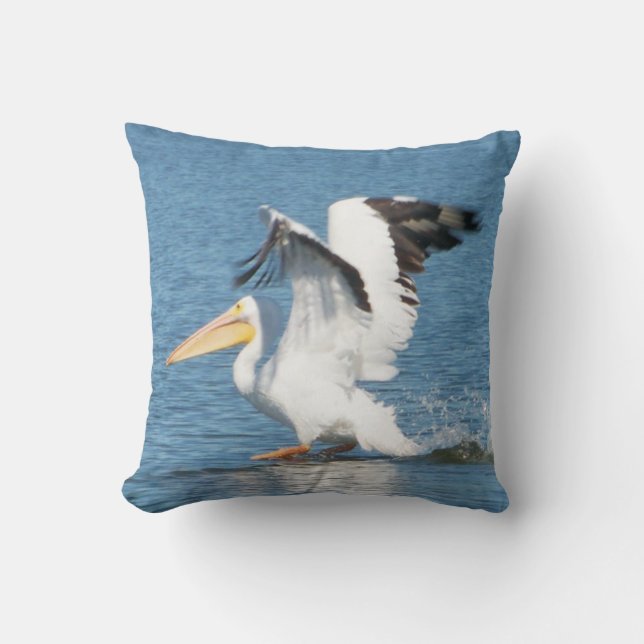 Witte pelikaan op Groot hoofdkussen Kussen (Voorkant)