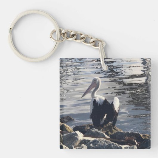 Witte Pelikaan Sleutelhanger (Voorkant)