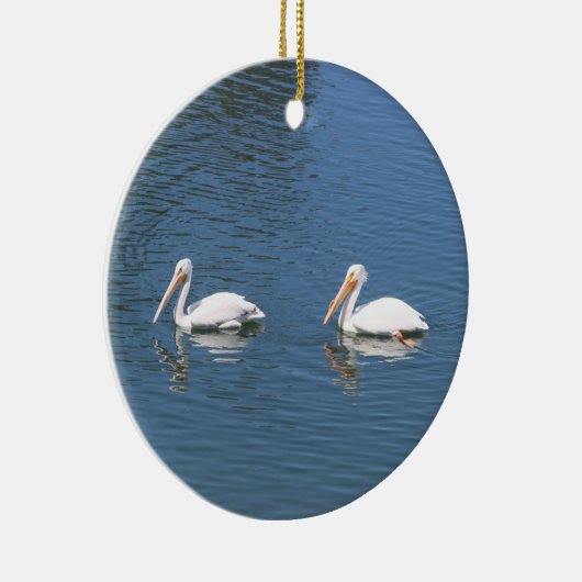 witte pelikaanse sierbloem keramisch ornament (Rechts)