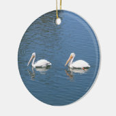 witte pelikaanse sierbloem keramisch ornament (Links)