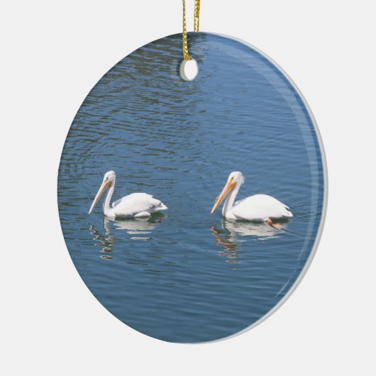 witte pelikaanse sierbloem keramisch ornament (Links)