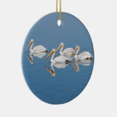Witte pelikanen op Barr Lake Keramisch Ornament (Rechts)
