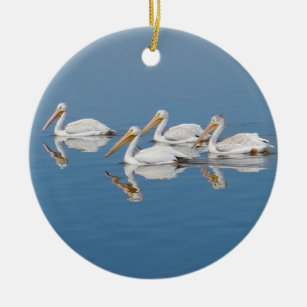 Witte pelikanen op Barr Lake Keramisch Ornament