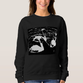 Witte Pelikanen op zwarte Sweatshirt