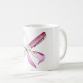 witte pen met roze lint koffiemok (Voorkant rechts)