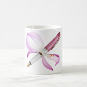 witte pen met roze lint koffiemok (Center)