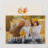 Witte penseel belettering happy thanksgiving feestdagenkaart (Voorkant / Achterkant)