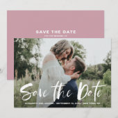 Witte penseel met de hand geletterde foto Save the Date (Voorkant / Achterkant)