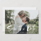 Witte penseel met de hand geletterde foto Save the Save The Date (Voorkant)