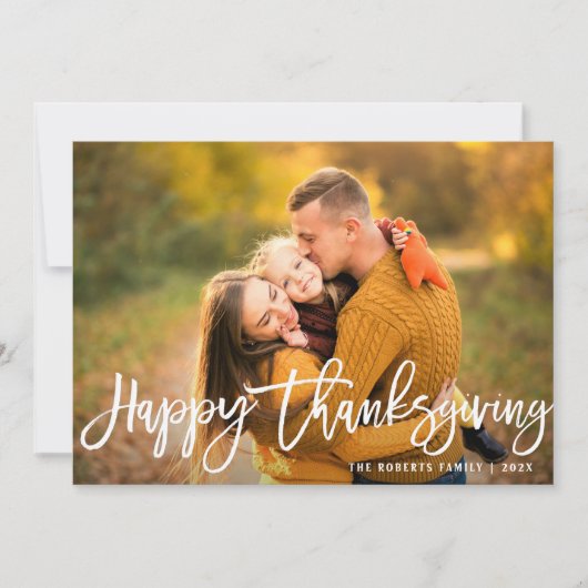 Witte penseel met de hand geschreven script Thanks Feestdagenkaart (Voorkant)